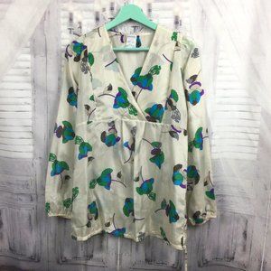 Intimissimi Floral Silk Empire Waist Blouse S